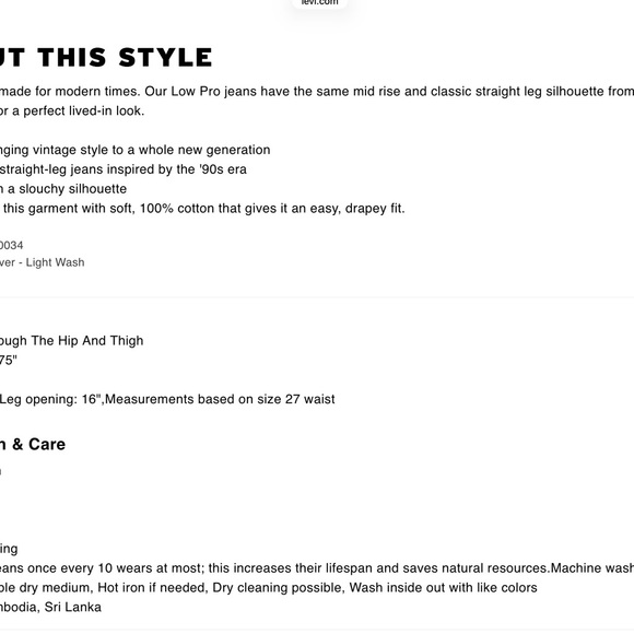 Levi's Light Blue low pro lightweight Straight Leg Jeans - Picture 7 of 7